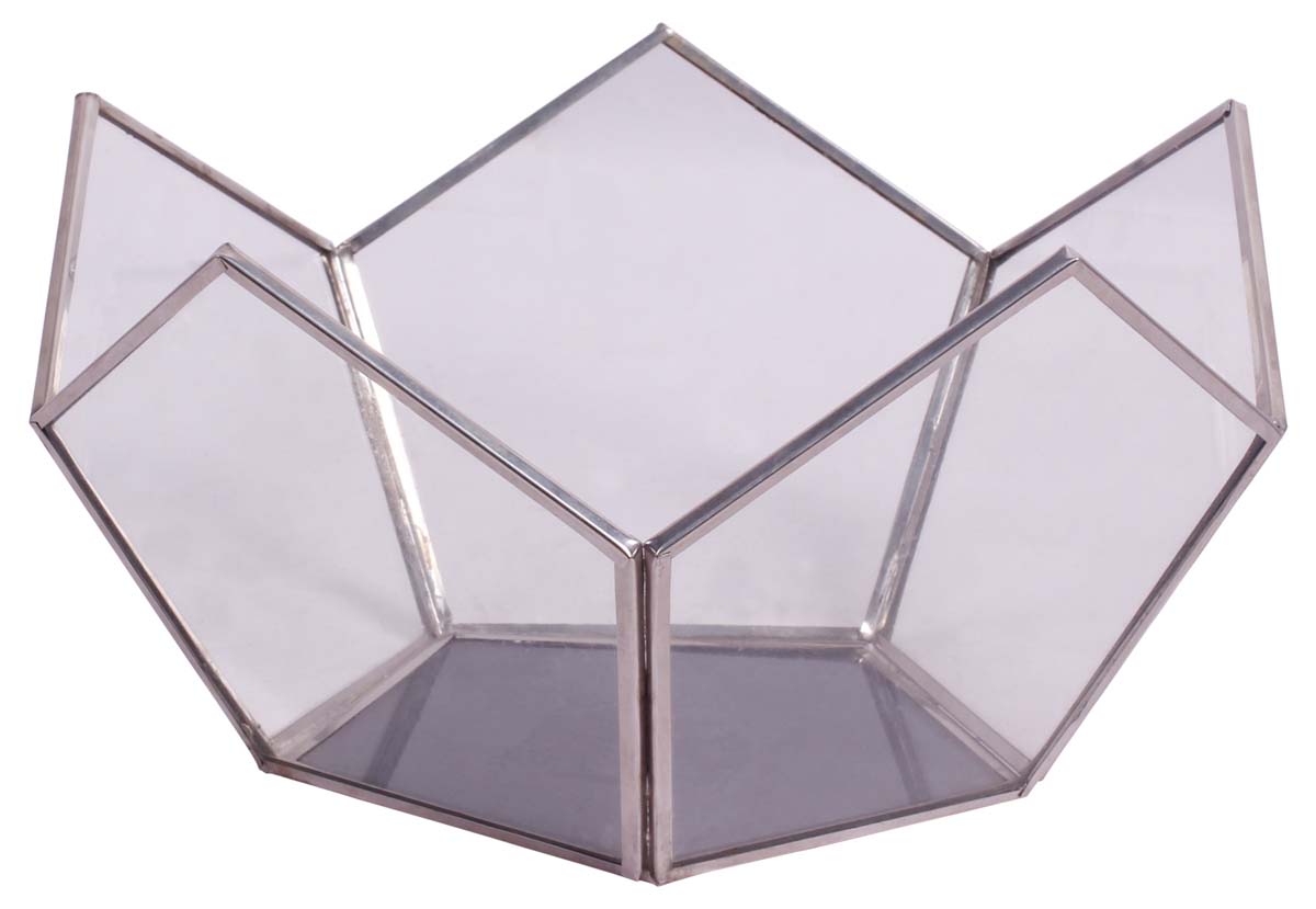 8.5” Decorative Container - Handmade in Glass & Steel - 3D Geometric Design - Holders & Organizers - Home / Office Decor - Buy in Bulk Wholesale